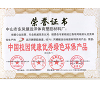 中国校园健康优秀绿色环保产品证书